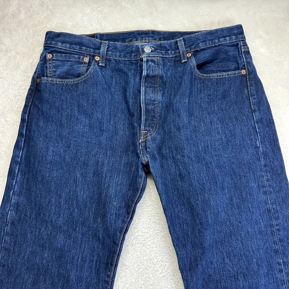 Levis 501 Jeans Mens 36x32 Dark Wash Button Fly Denim Pockets